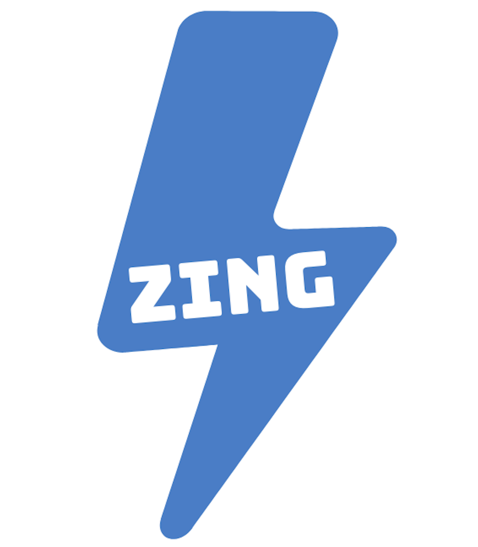 longfellow zing logo - a lightning bolt with zing written inside